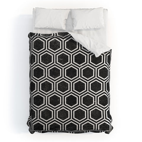 Kelly Haines Black Concrete Hexagons Comforter