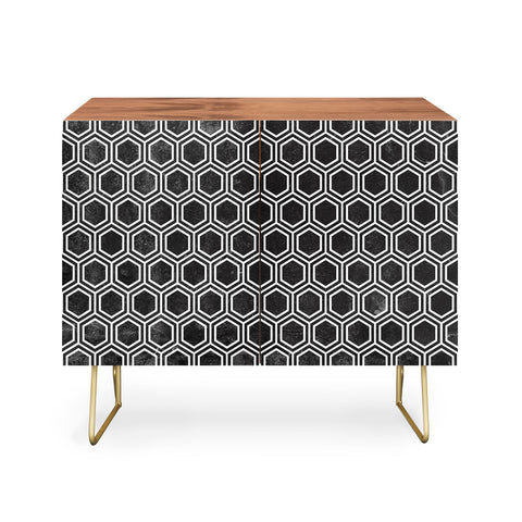 Kelly Haines Black Concrete Hexagons Credenza