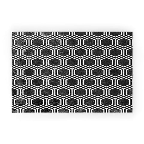 Kelly Haines Black Concrete Hexagons Welcome Mat