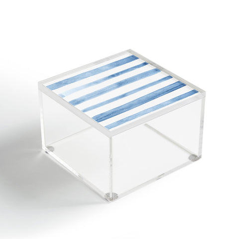 Kelly Haines Blue Watercolor Stripes Acrylic Box