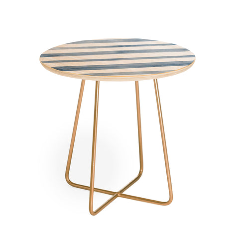 Kelly Haines Blue Watercolor Stripes Round Side Table