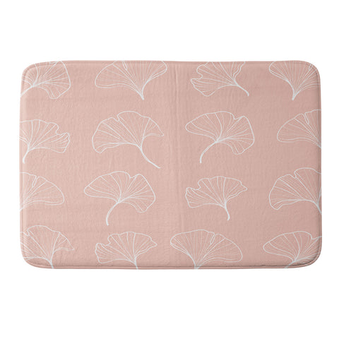Kelly Haines Blush Ginkgo Leaves Memory Foam Bath Mat