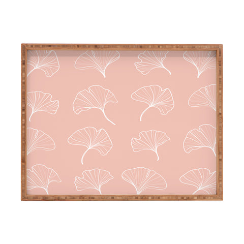 Kelly Haines Blush Ginkgo Leaves Rectangular Tray