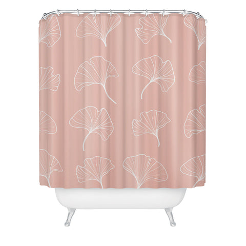 Kelly Haines Blush Ginkgo Leaves Shower Curtain