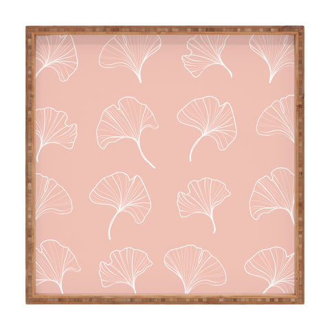 Kelly Haines Blush Ginkgo Leaves Square Tray