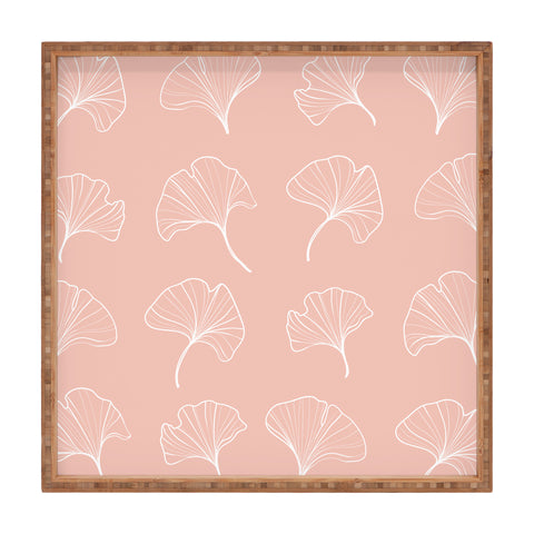 Kelly Haines Blush Ginkgo Leaves Square Tray