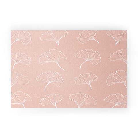 Kelly Haines Blush Ginkgo Leaves Welcome Mat