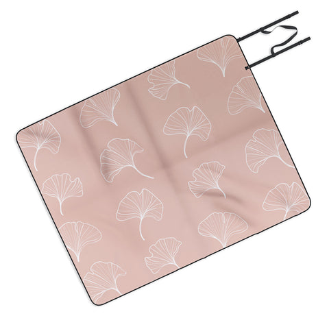 Kelly Haines Blush Ginkgo Leaves Picnic Blanket