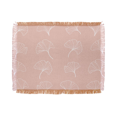 Kelly Haines Blush Ginkgo Leaves Throw Blanket