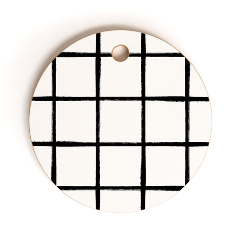 Kelly Haines Brushstroke Grid Cutting Board Round