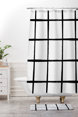 Kelly Haines Brushstroke Grid Shower Curtain And Mat