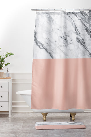 Kelly Haines Color Block Marble Shower Curtain And Mat