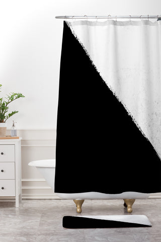 Kelly Haines Concrete Black Paint Shower Curtain And Mat