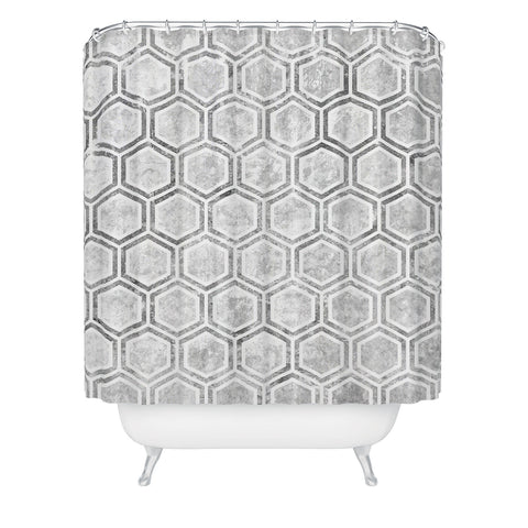 Kelly Haines Concrete Hexagons Shower Curtain