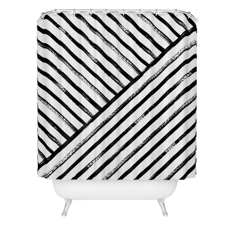 Kelly Haines Geometric Stripe Pattern Shower Curtain