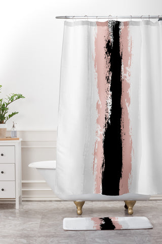 Kelly Haines Mixed Paint Stripes Shower Curtain And Mat