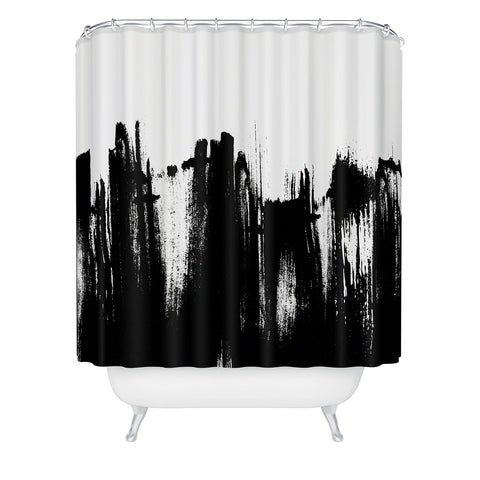 Kelly Haines Monochrome Brushstrokes Shower Curtain