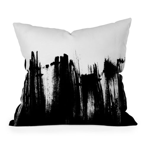 Kelly Haines Monochrome Brushstrokes Throw Pillow