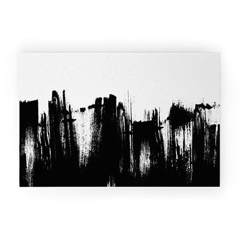 Kelly Haines Monochrome Brushstrokes Welcome Mat