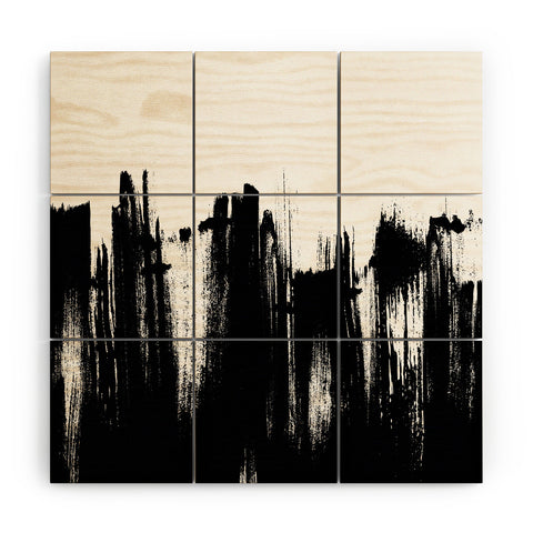 Kelly Haines Monochrome Brushstrokes Wood Wall Mural