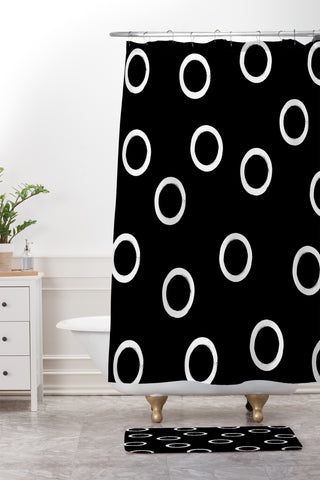 Kelly Haines Monochrome Circles Shower Curtain And Mat
