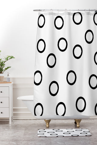 Kelly Haines Monochrome Circles V2 Shower Curtain And Mat