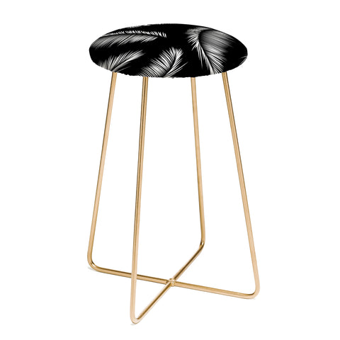 Kelly Haines Monochrome Palm Leaves Counter Stool