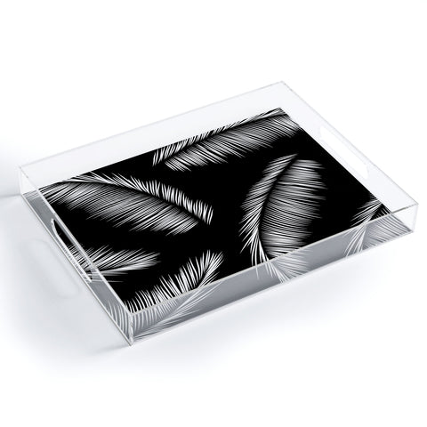 Kelly Haines Monochrome Palm Leaves Acrylic Tray
