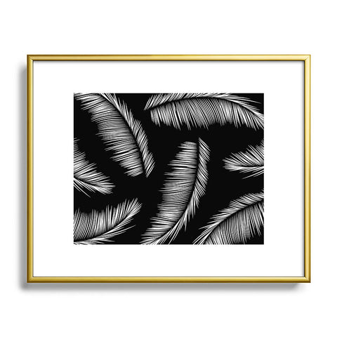 Kelly Haines Monochrome Palm Leaves Metal Framed Art Print