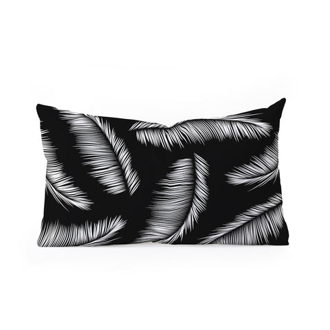 Kelly Haines Monochrome Palm Leaves Oblong Throw Pillow
