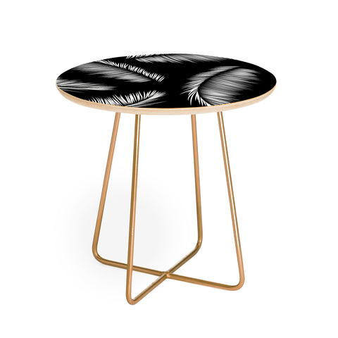 Kelly Haines Monochrome Palm Leaves Round Side Table