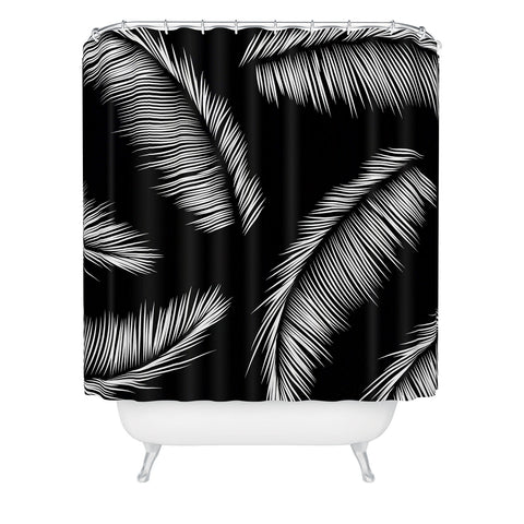 Kelly Haines Monochrome Palm Leaves Shower Curtain