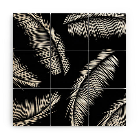 Kelly Haines Monochrome Palm Leaves Wood Wall Mural