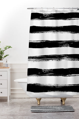 Kelly Haines Paint Stripes Shower Curtain And Mat