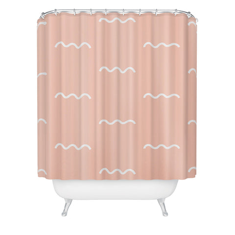 Kelly Haines Peach Squiggle Shower Curtain