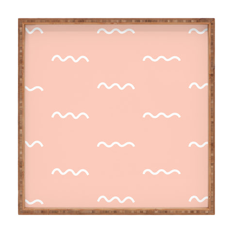 Kelly Haines Peach Squiggle Square Tray