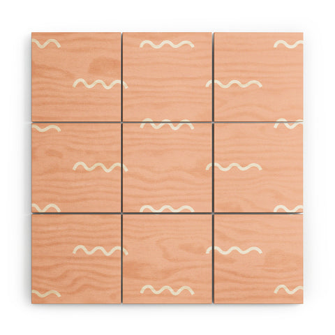 Kelly Haines Peach Squiggle Wood Wall Mural