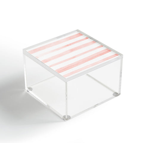 Kelly Haines Pink Watercolor Stripes Acrylic Box