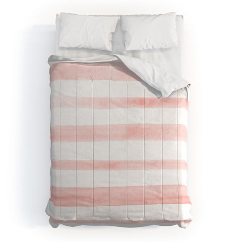 Kelly Haines Pink Watercolor Stripes Comforter