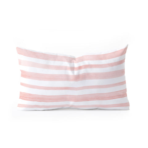 Kelly Haines Pink Watercolor Stripes Oblong Throw Pillow