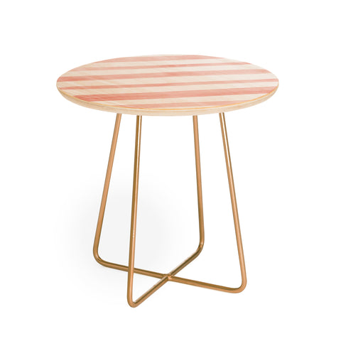 Kelly Haines Pink Watercolor Stripes Round Side Table