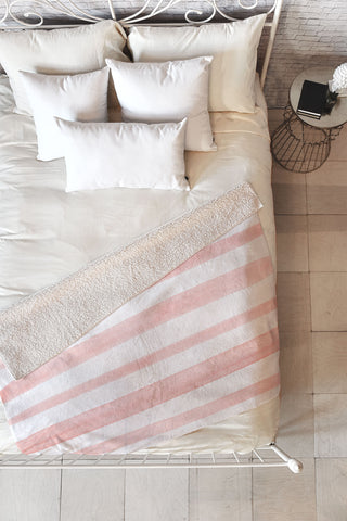 Kelly Haines Pink Watercolor Stripes Fleece Throw Blanket