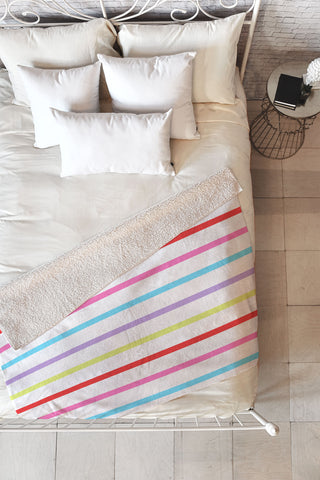 Kelly Haines Pop of Color Stripes Fleece Throw Blanket