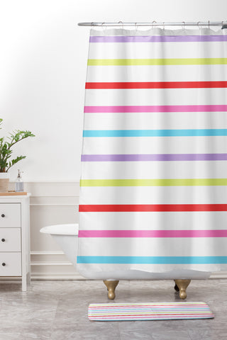 Kelly Haines Pop of Color Stripes Shower Curtain And Mat