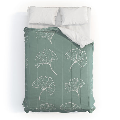 Kelly Haines Teal Ginkgo Leaves Comforter