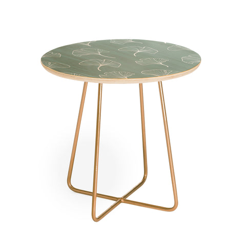 Kelly Haines Teal Ginkgo Leaves Round Side Table