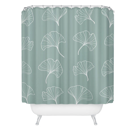 Kelly Haines Teal Ginkgo Leaves Shower Curtain