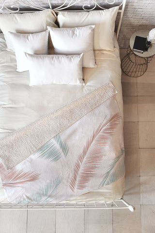 Kelly Haines Tropical Palm Leaves V2 Fleece Throw Blanket