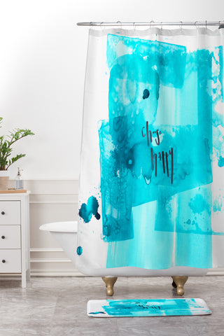 Kent Youngstrom choose happy blue Shower Curtain And Mat