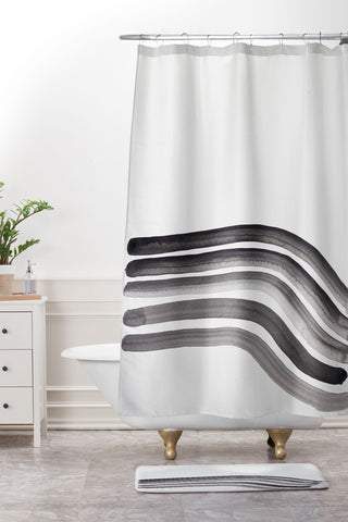 Kent Youngstrom curve stripes Shower Curtain And Mat